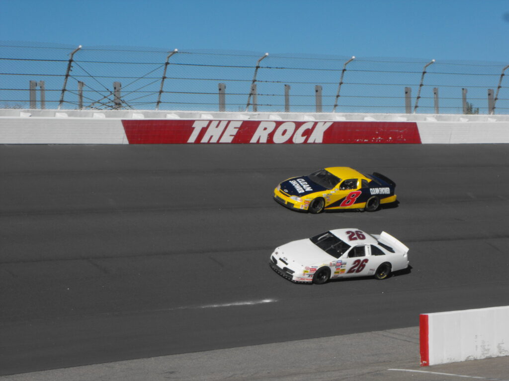 Two Stock Car Classics stock cars at Rockingham Speedway
